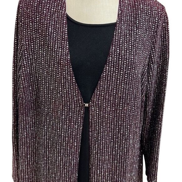 Onyx Nite  by Wendye Chaitlin Red Duster Cardigan  Crystals Size 24 - Picture 3 of 10